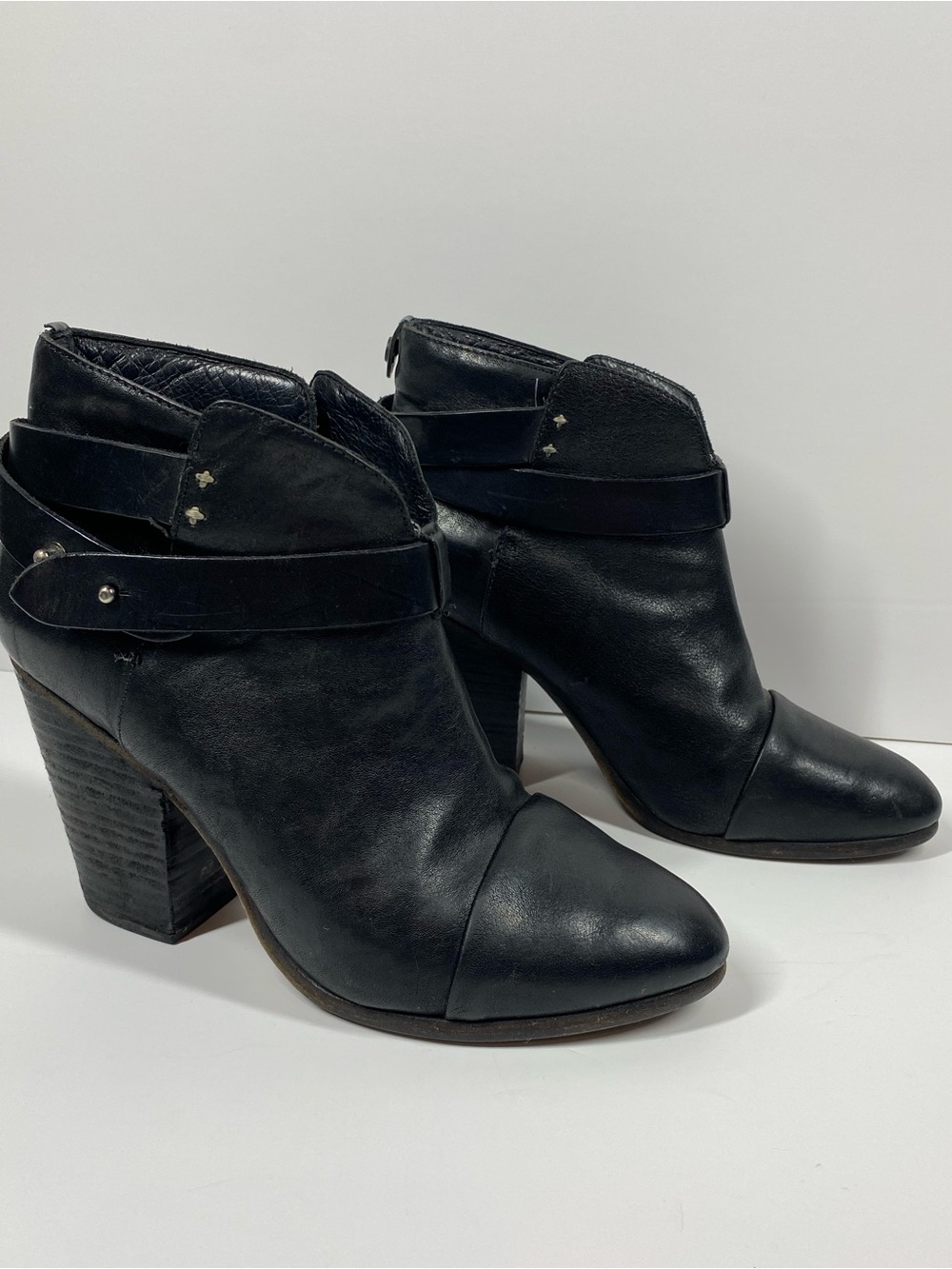 rag & bone Black Leather Wrap-Strap Ankle Booties